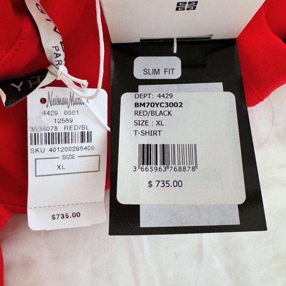 Givenchy Designer Men's Red- Black Embroidered Logo T-Shirt – Size L & XL - Picture 9 of 9